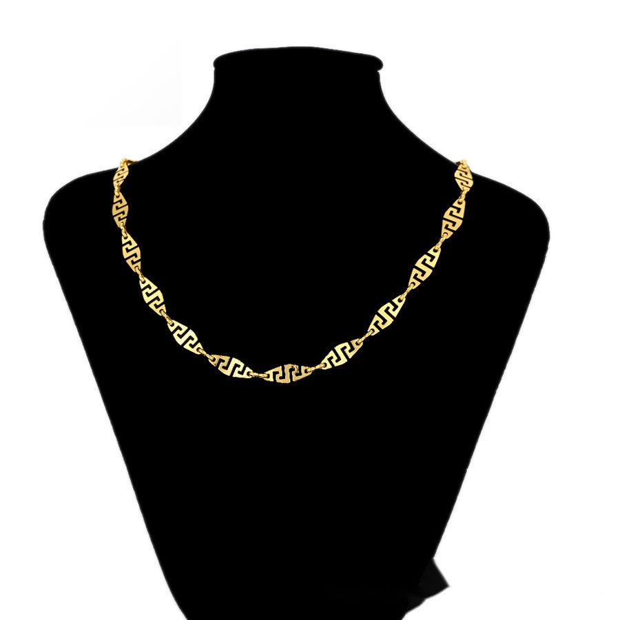 Gold Greek Key Link Necklace