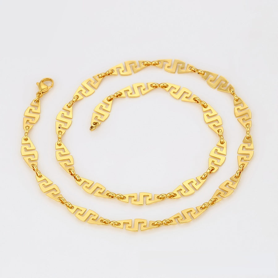 Gold Greek Key Link Necklace