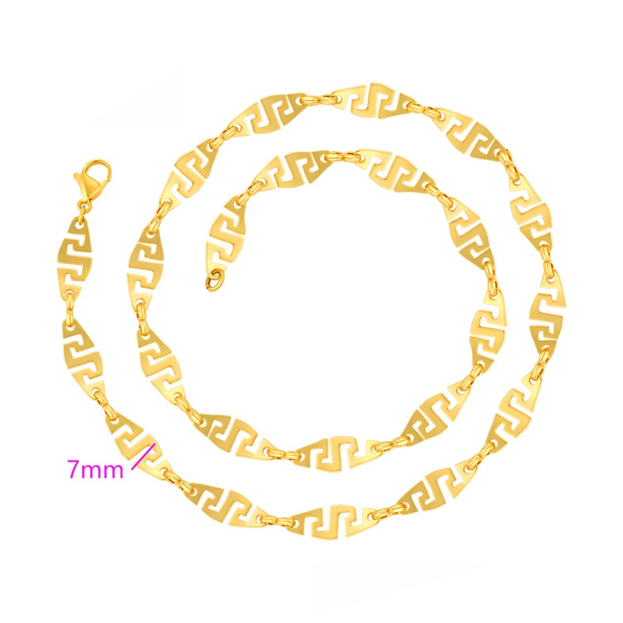 Gold Greek Key Link Necklace
