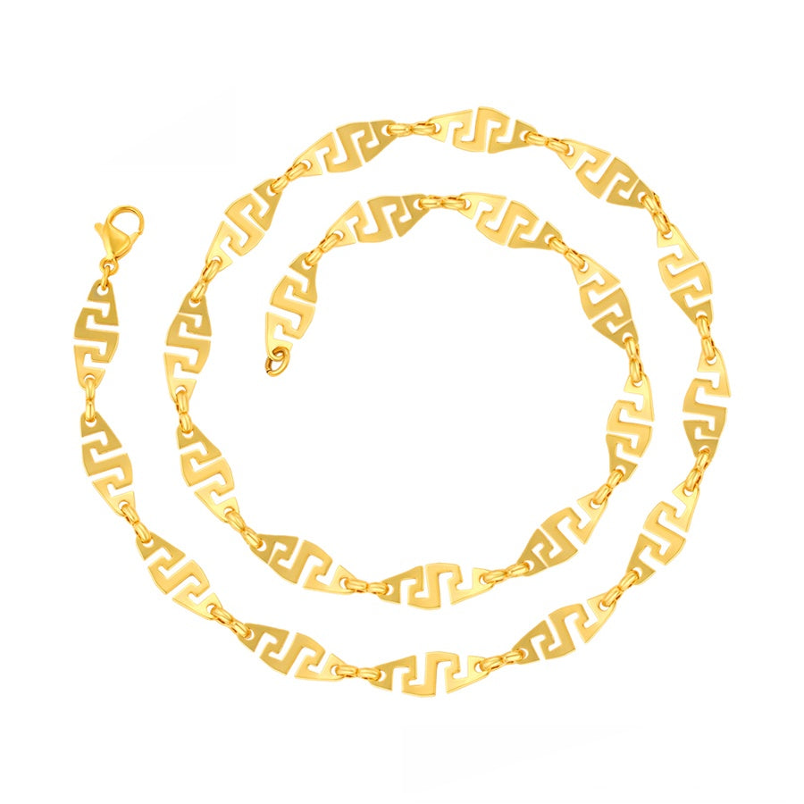 Gold Greek Key Link Necklace