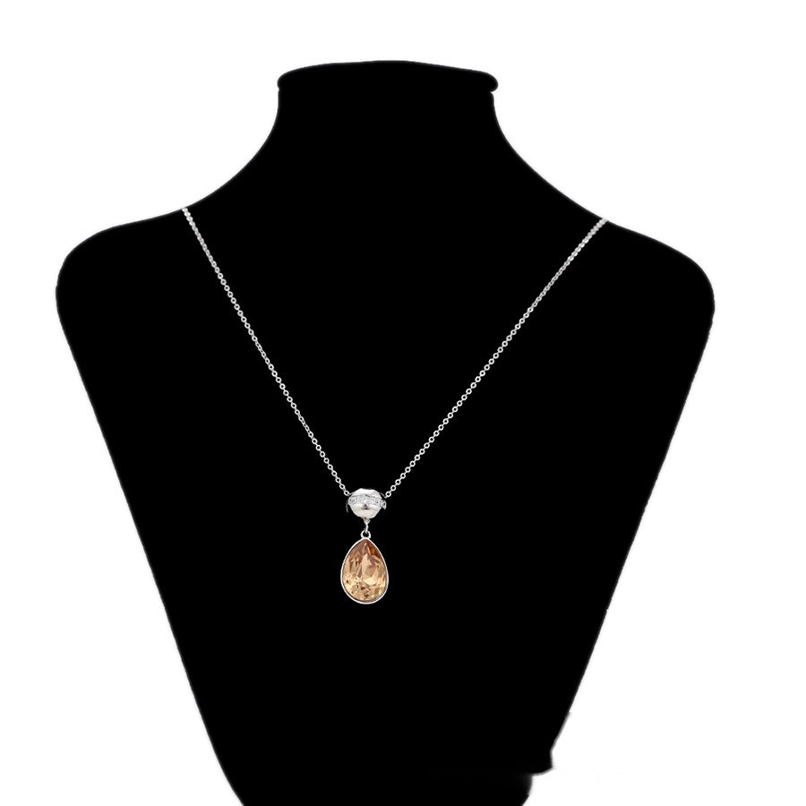 Champagne Teardrop Crystal Pendant Necklace
