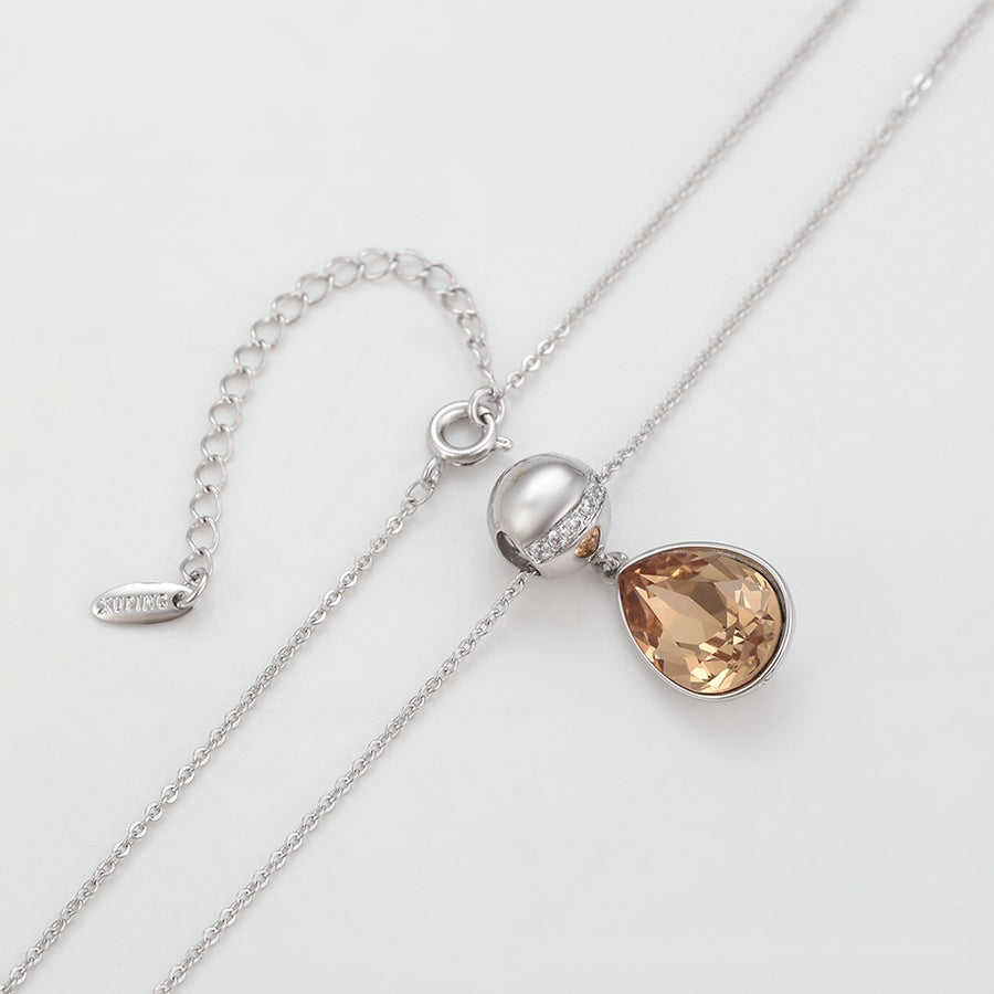 Champagne Teardrop Crystal Pendant Necklace
