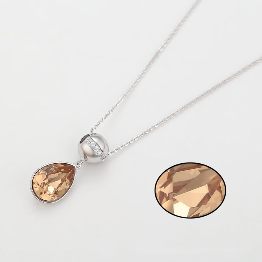 Champagne Teardrop Crystal Pendant Necklace