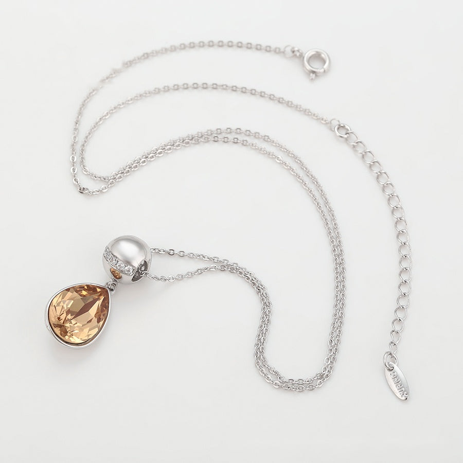 Champagne Teardrop Crystal Pendant Necklace