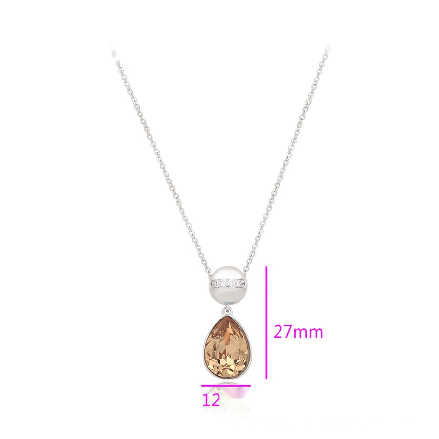 Champagne Teardrop Crystal Pendant Necklace