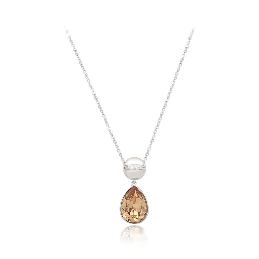 Champagne Teardrop Crystal Pendant Necklace