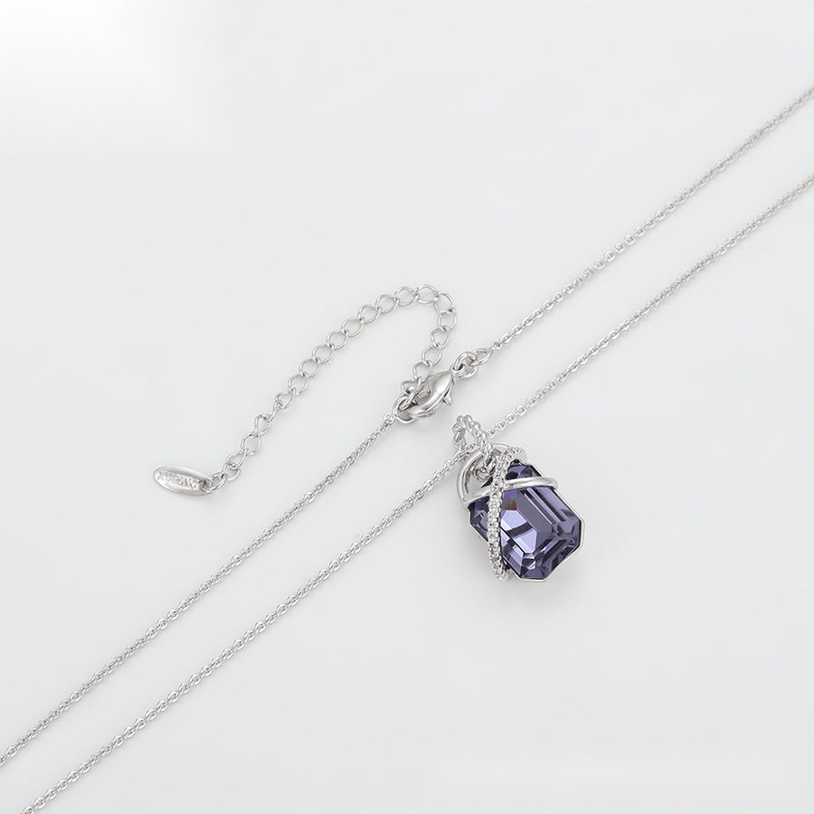 Purple Rectangle Crystal Pendant Necklace