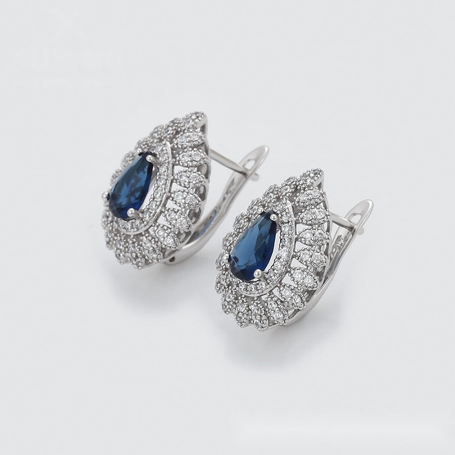 Blue Teardrop Crystal Jewelry Set