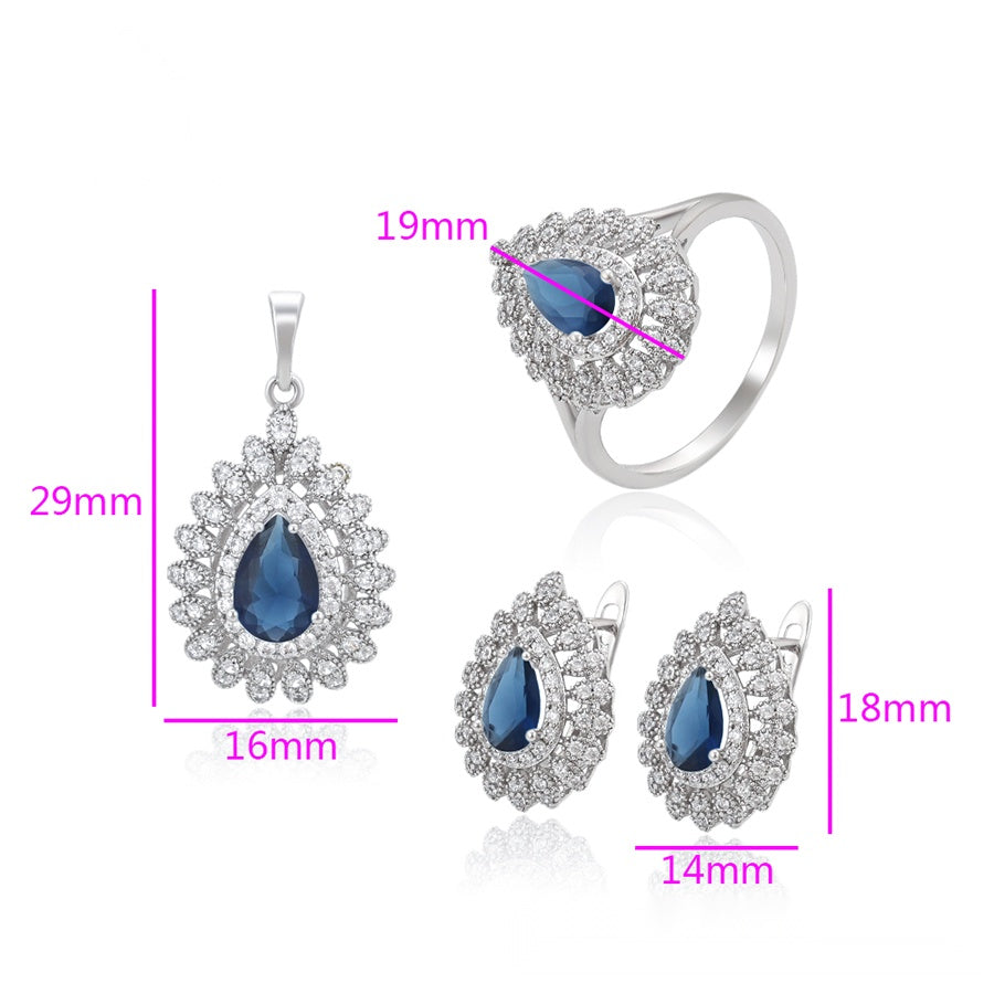 Blue Teardrop Crystal Jewelry Set