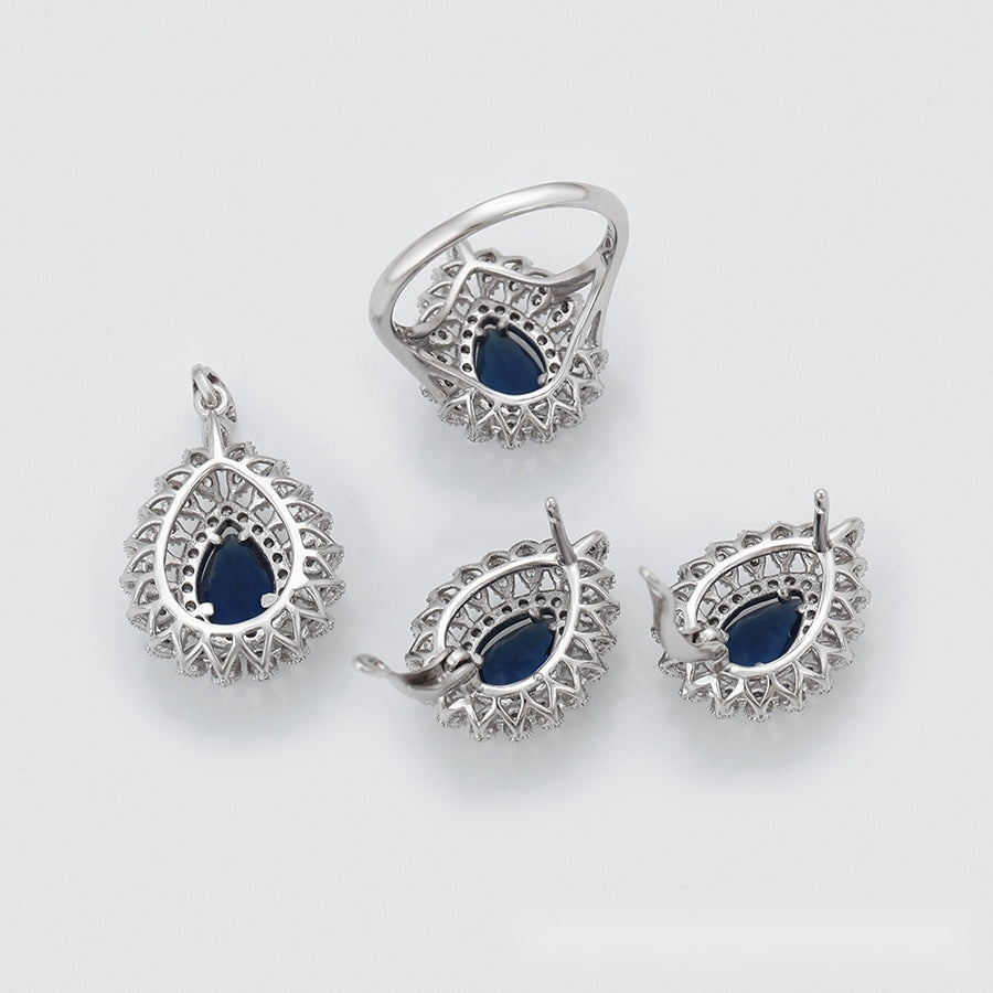 Blue Teardrop Crystal Jewelry Set