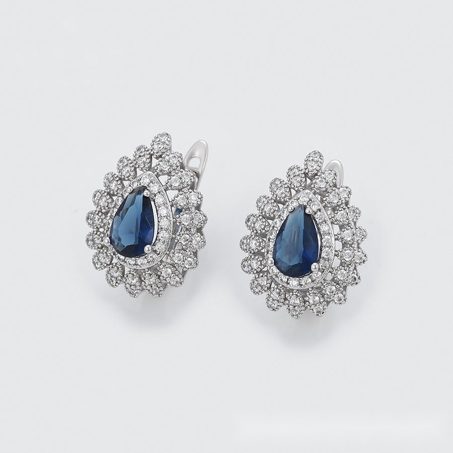Blue Teardrop Crystal Jewelry Set