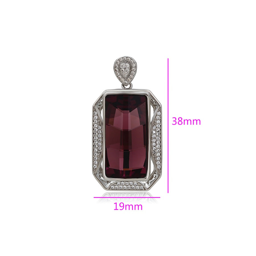 Silver Burgundy Gemstone Pendant Necklace