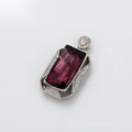 Silver Burgundy Gemstone Pendant Necklace