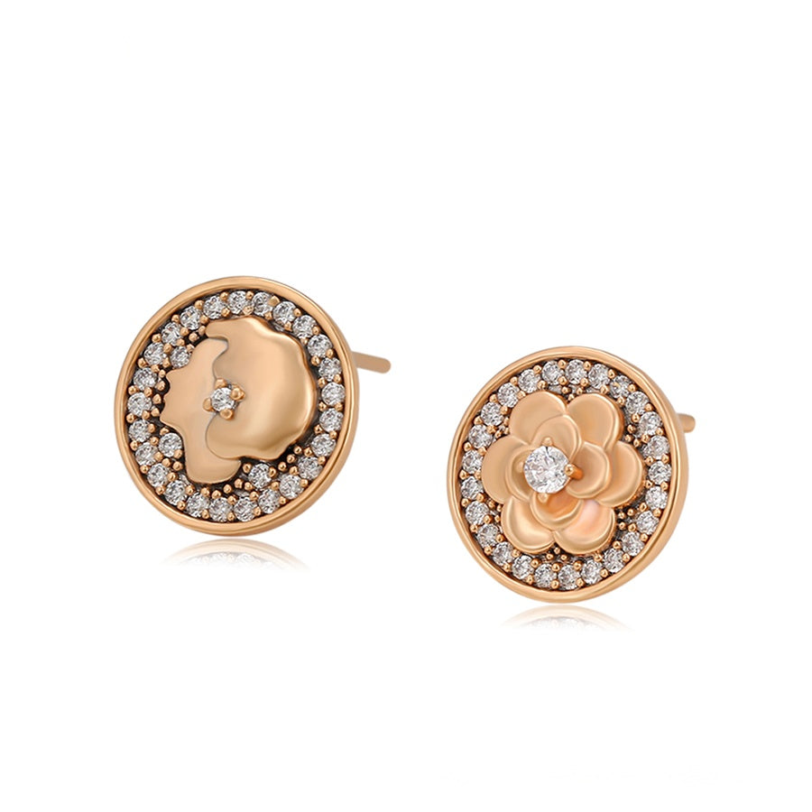 Rose Gold Floral Stud Earrings