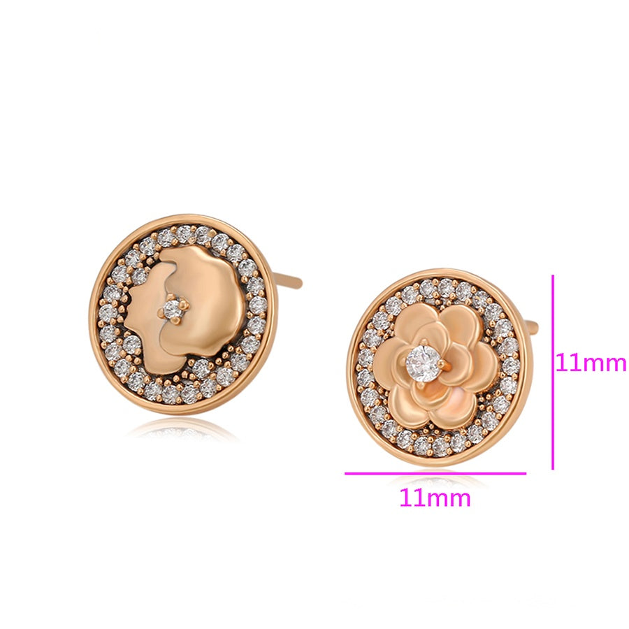 Rose Gold Floral Stud Earrings