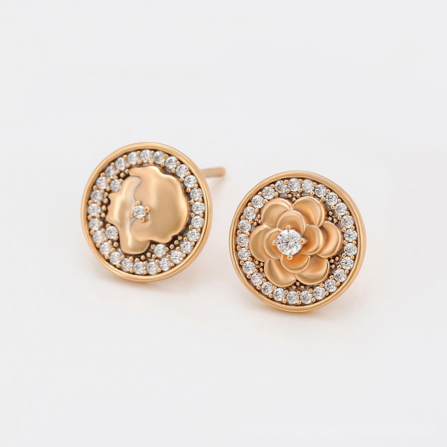 Rose Gold Floral Stud Earrings