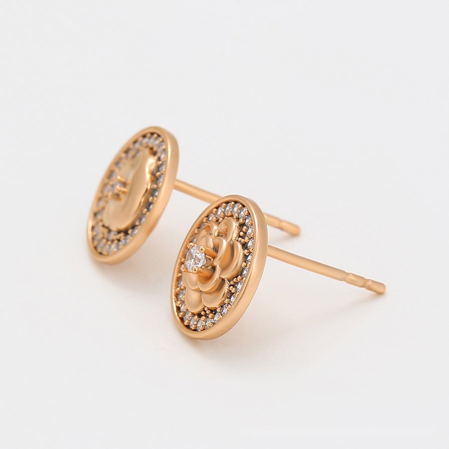 Rose Gold Floral Stud Earrings