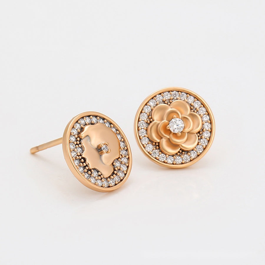 Rose Gold Floral Stud Earrings