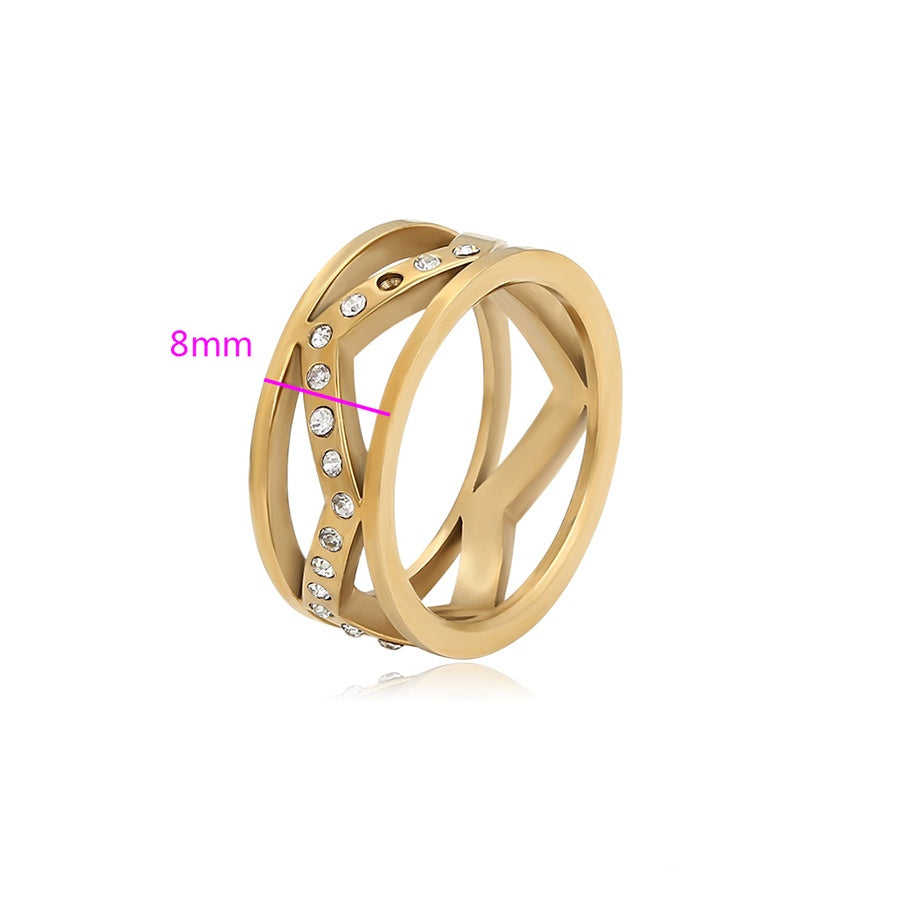 Openwork Gold Crystal Ring