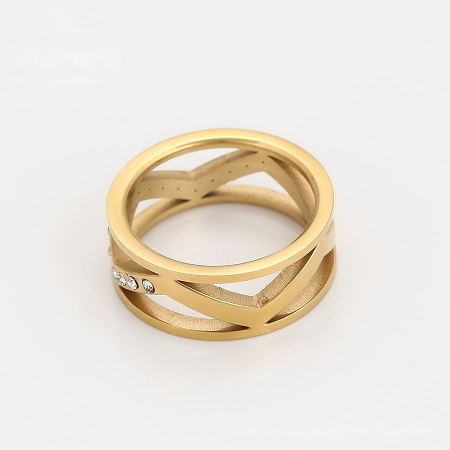 Openwork Gold Crystal Ring
