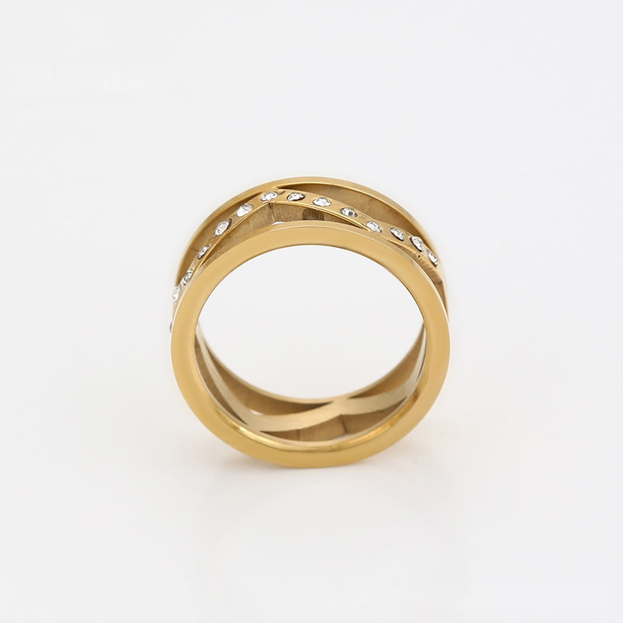 Openwork Gold Crystal Ring