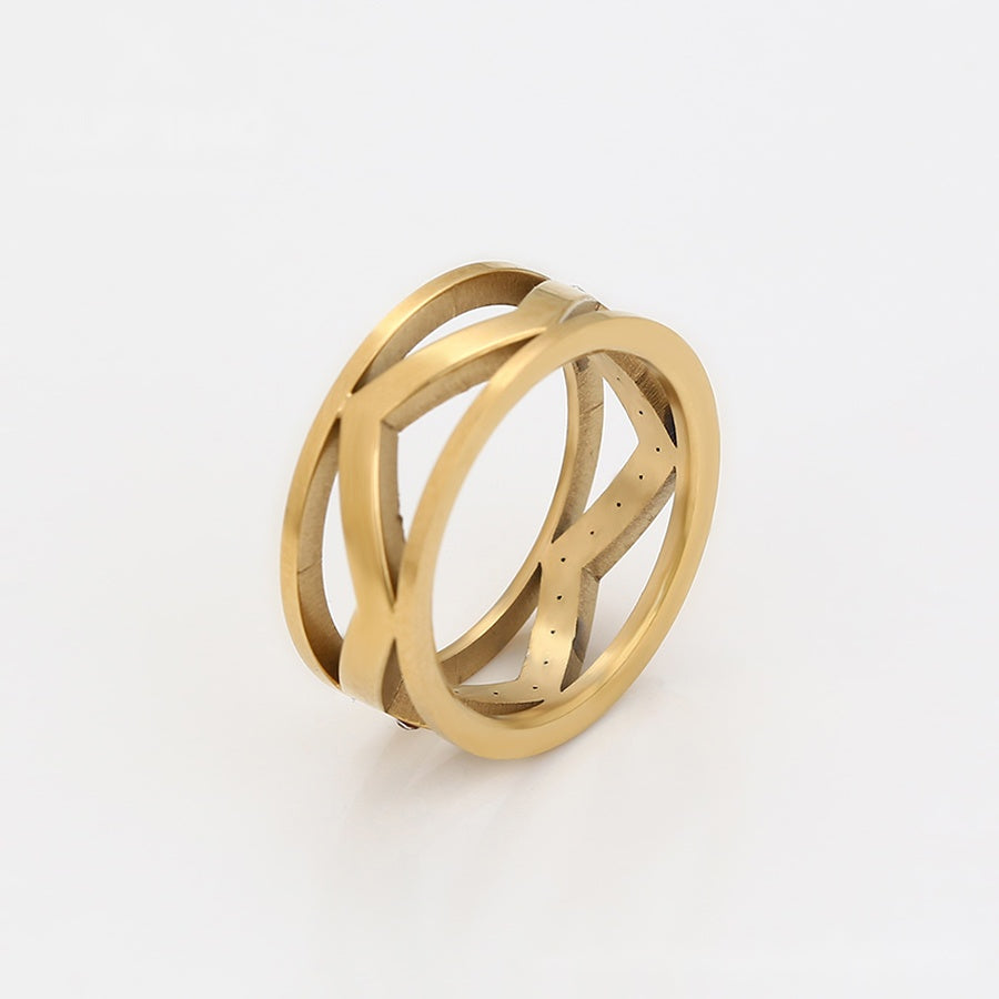 Openwork Gold Crystal Ring