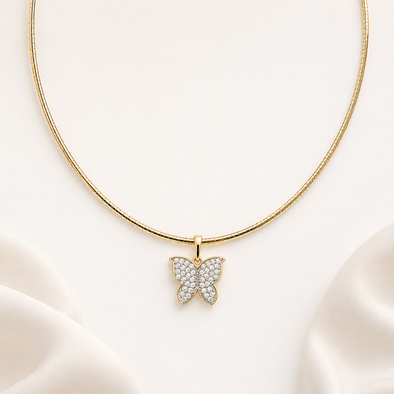 Gold Butterfly Crystal Pendant