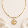 Gold Floral Lady Pendant Necklace