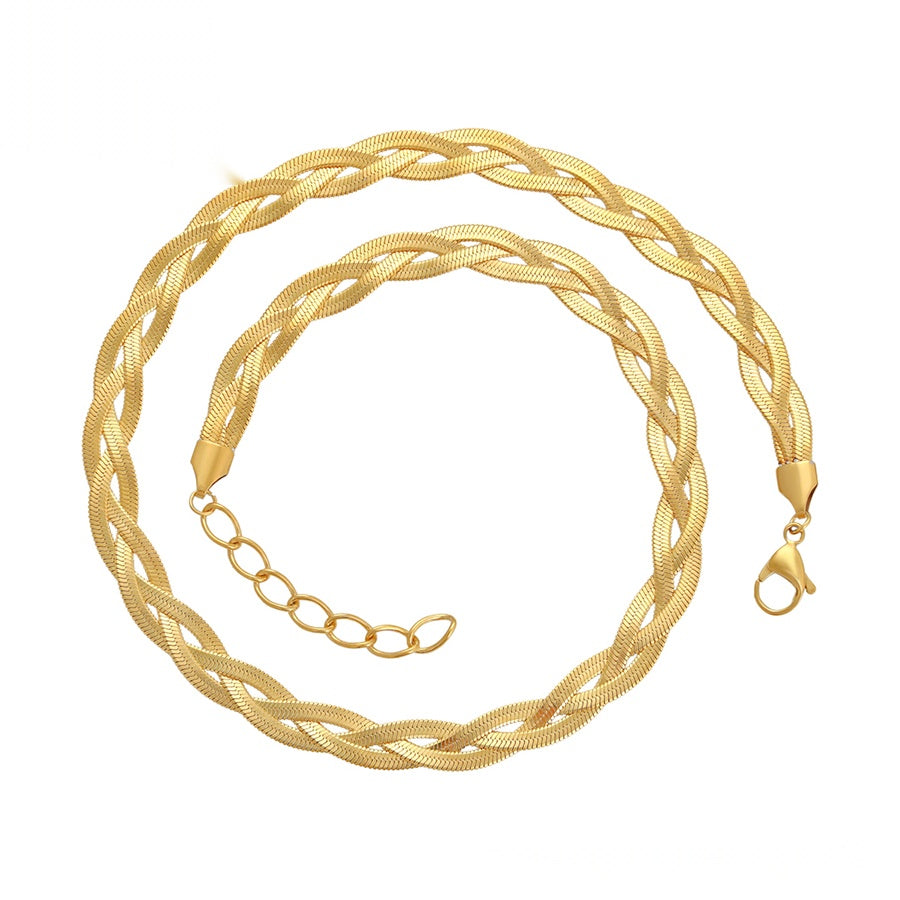 Gold Braided Chain Necklace
