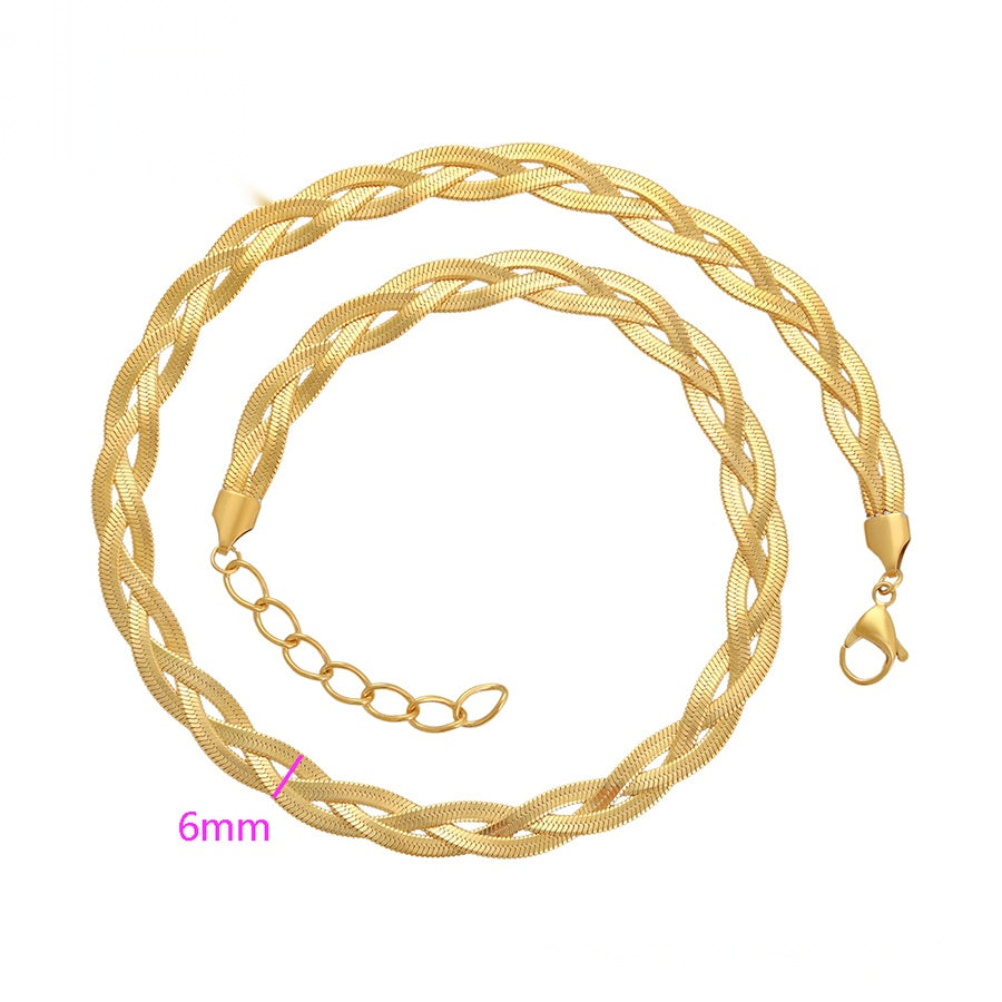 Gold Braided Chain Necklace