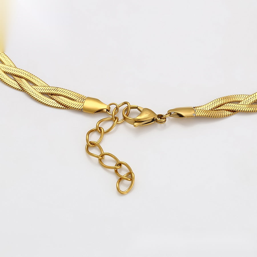 Gold Braided Chain Necklace