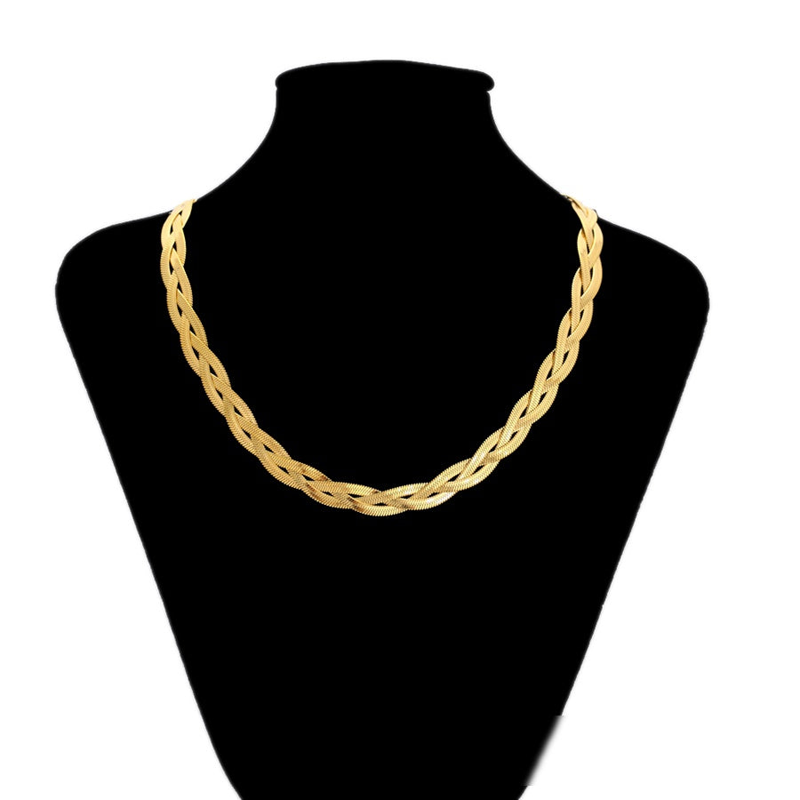 Gold Braided Chain Necklace