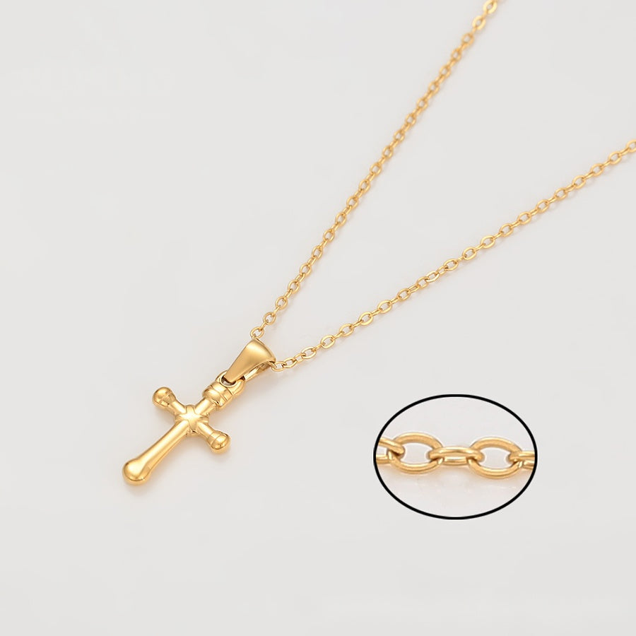 Small Gold Cross Pendant Necklace