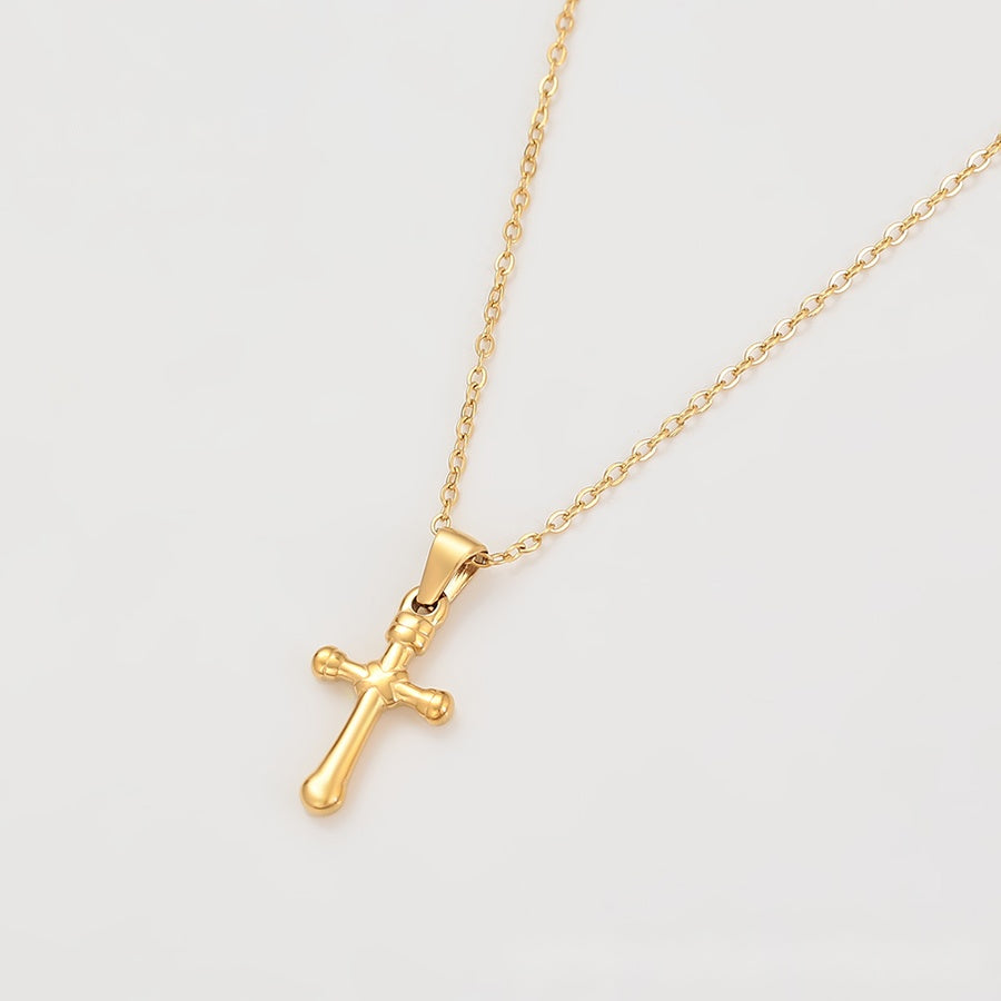 Small Gold Cross Pendant Necklace
