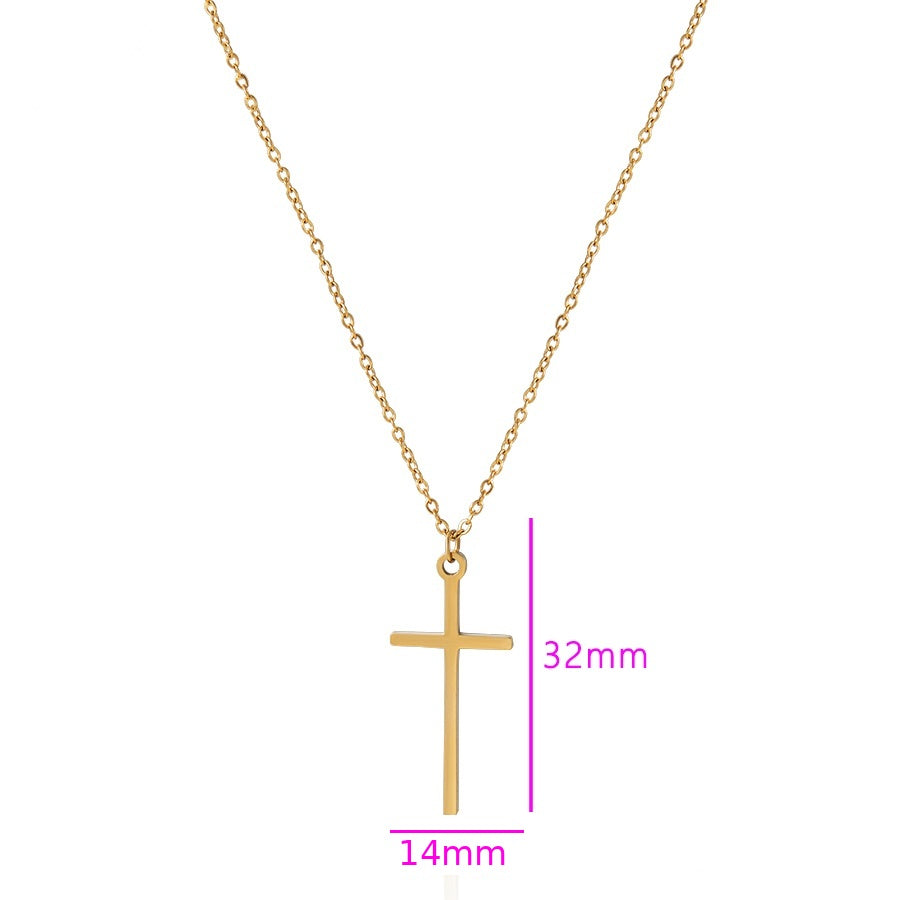 Flat Gold Cross Pendant Necklace