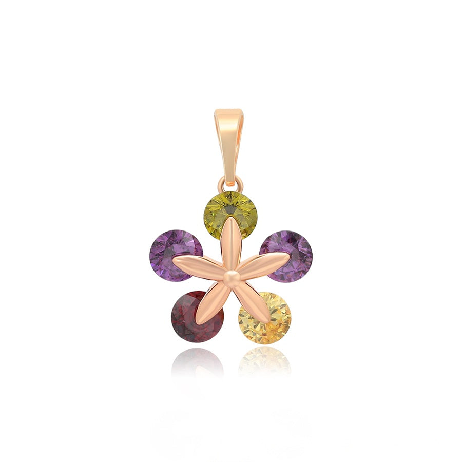 Rose-Gold Multicolour Flower Pendant