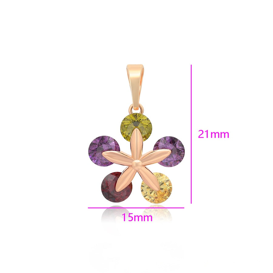 Rose-Gold Multicolour Flower Pendant