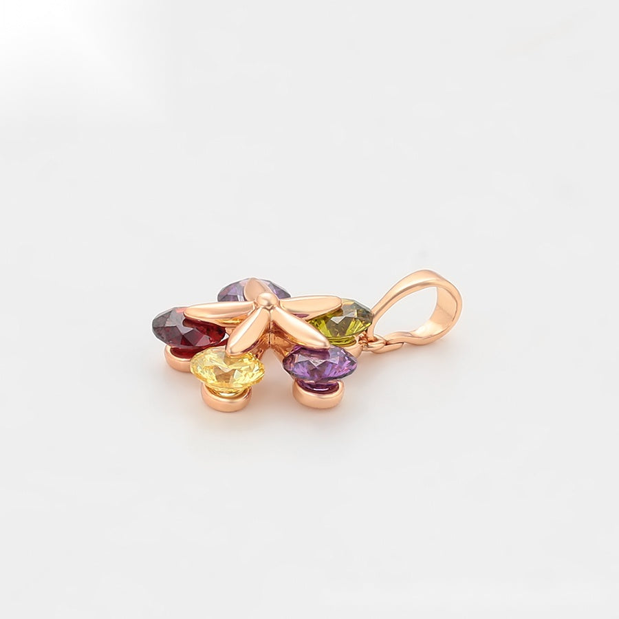 Rose-Gold Multicolour Flower Pendant