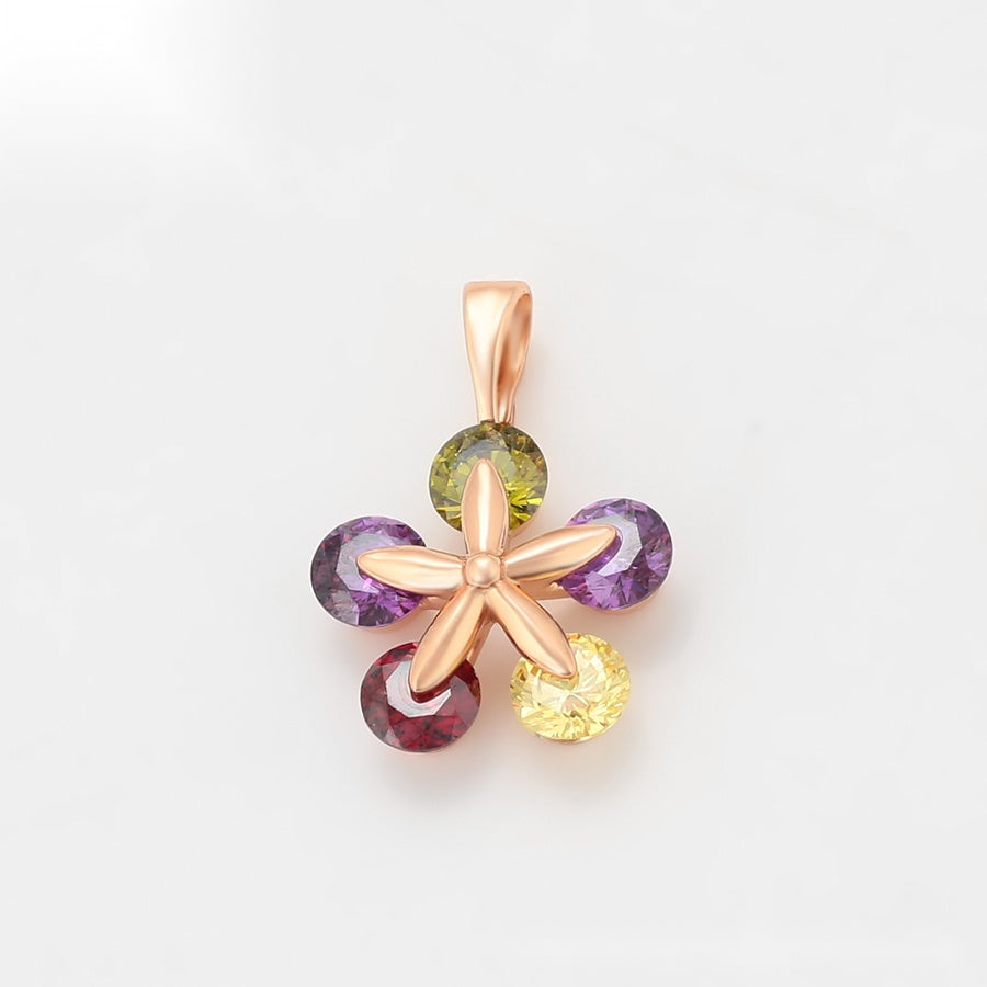 Rose-Gold Multicolour Flower Pendant