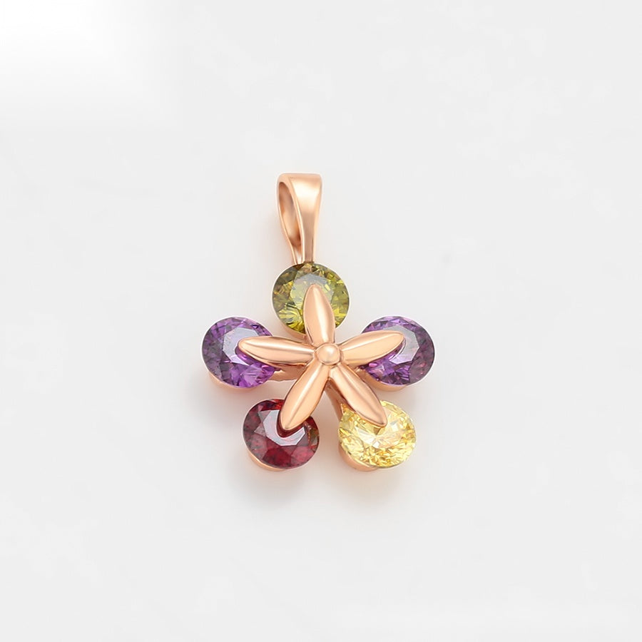 Rose-Gold Multicolour Flower Pendant