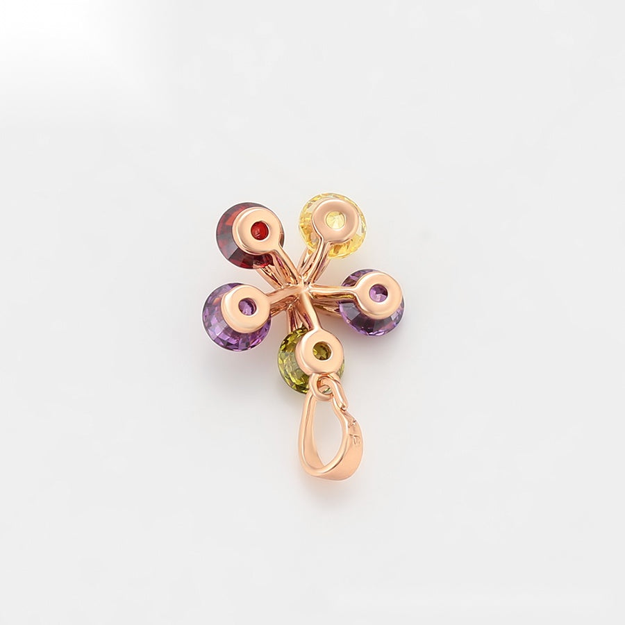 Rose-Gold Multicolour Flower Pendant