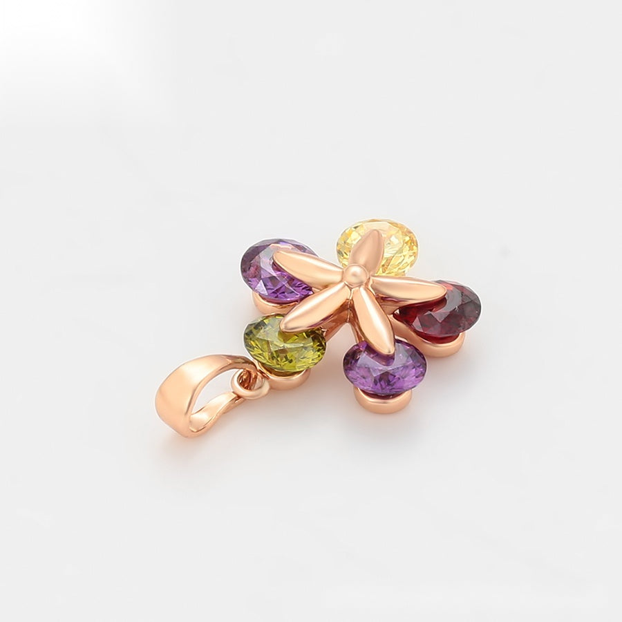 Rose-Gold Multicolour Flower Pendant