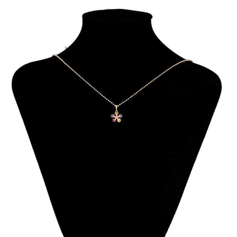 Rose-Gold Multicolour Flower Pendant