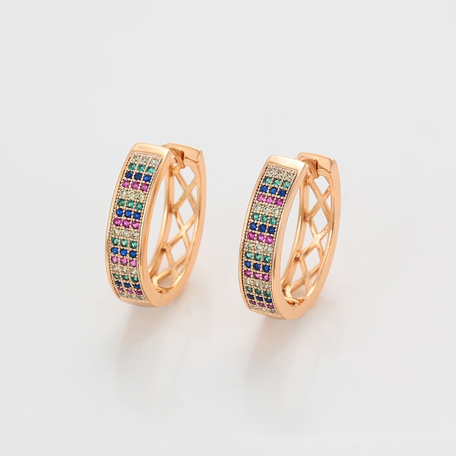 Rose Gold Multicolour Hoop Earrings