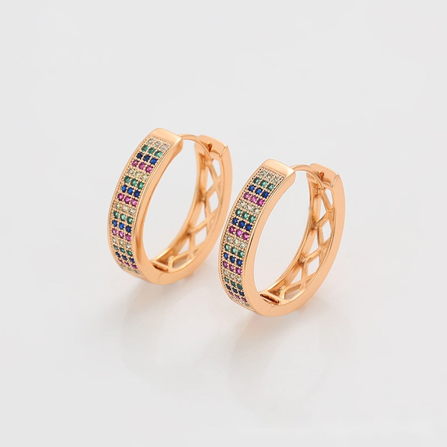 Rose Gold Multicolour Hoop Earrings
