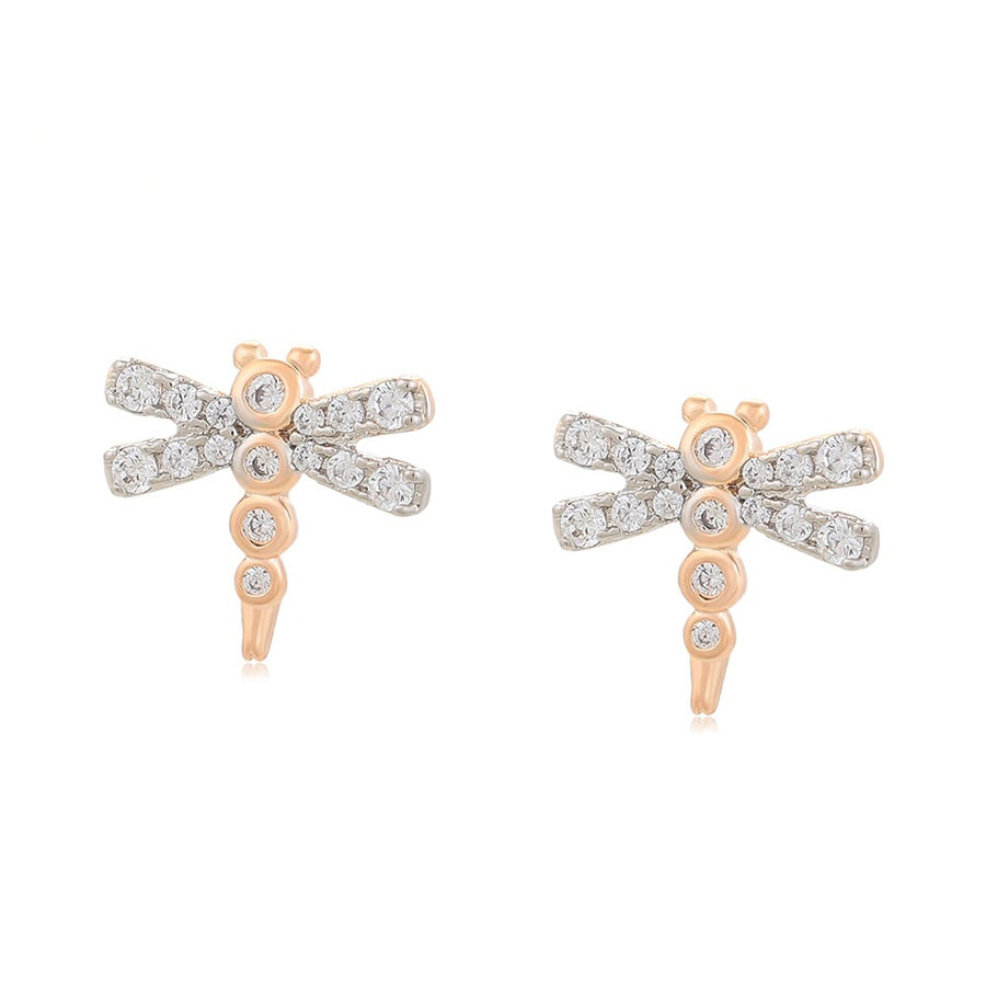Two-Tone Dragonfly Stud Earrings