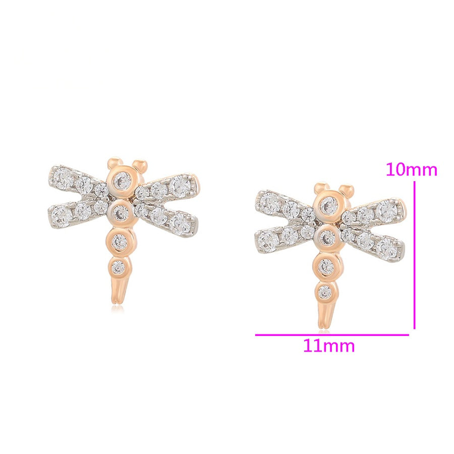 Two-Tone Dragonfly Stud Earrings