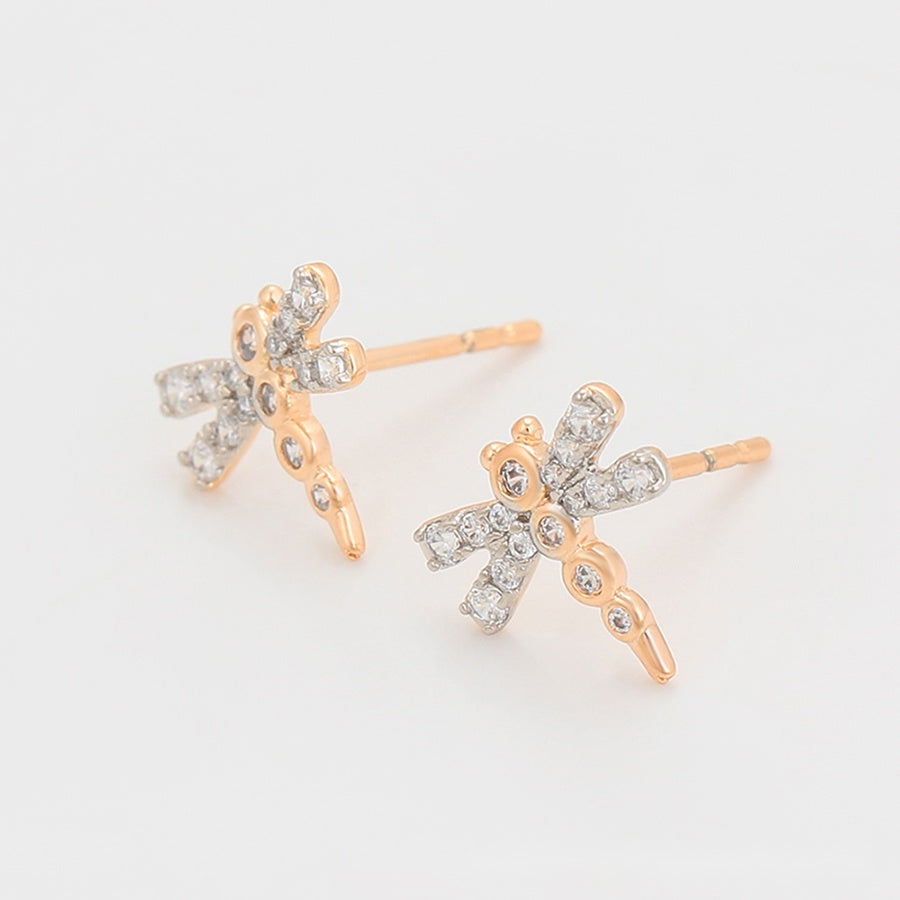 Two-Tone Dragonfly Stud Earrings