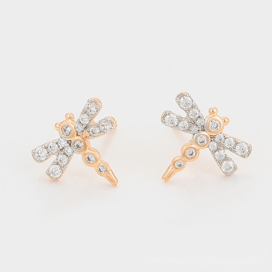 Two-Tone Dragonfly Stud Earrings