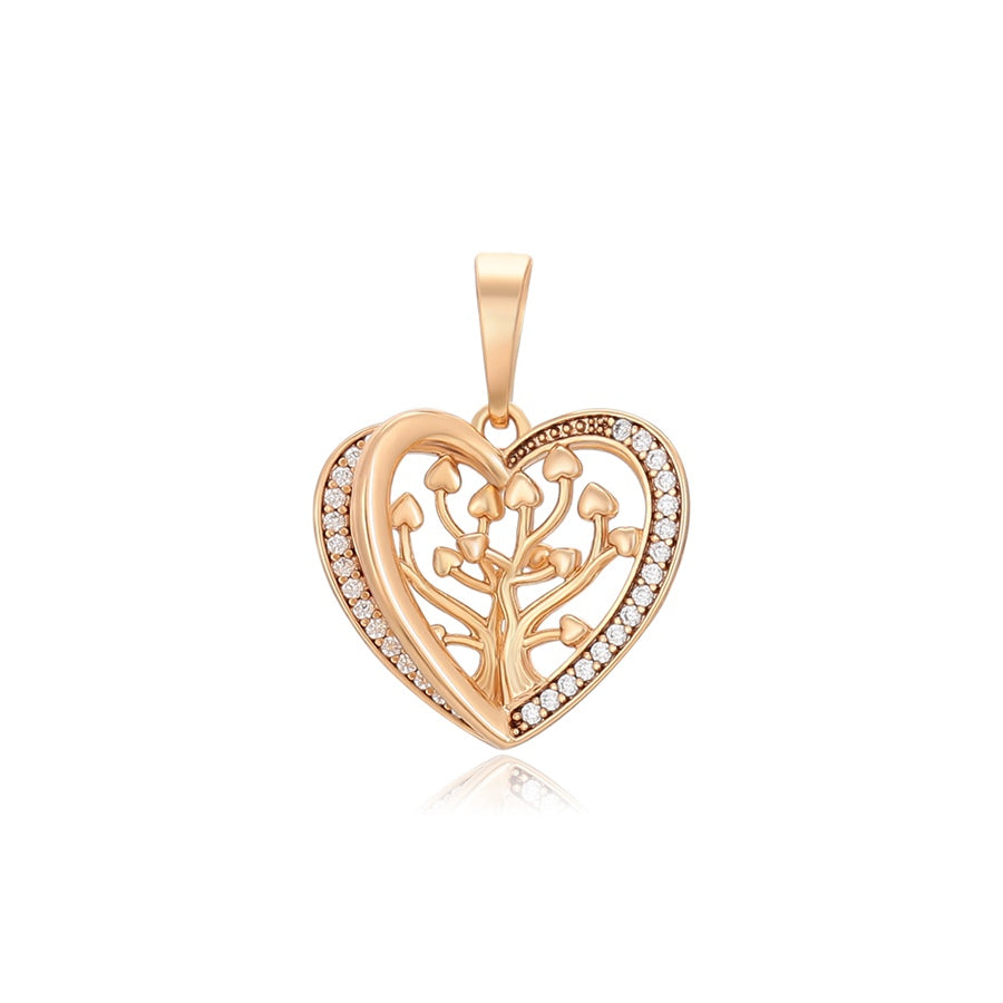 Gold Heart Tree Pendant Necklace